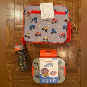 Bentgo Kids Prints Lunch Box, Lunch Bag, and Water Bottle Set - Trucks